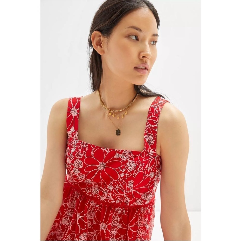 Anthropologie Sachin & Babi Dress Embroidered Floral Maxi in Red - Picture 4 of 9